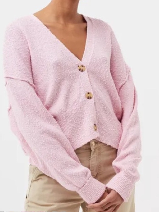 Free People Sweaters - Free  People Oversize  Pink Textured Button-Front Cardigan Size M